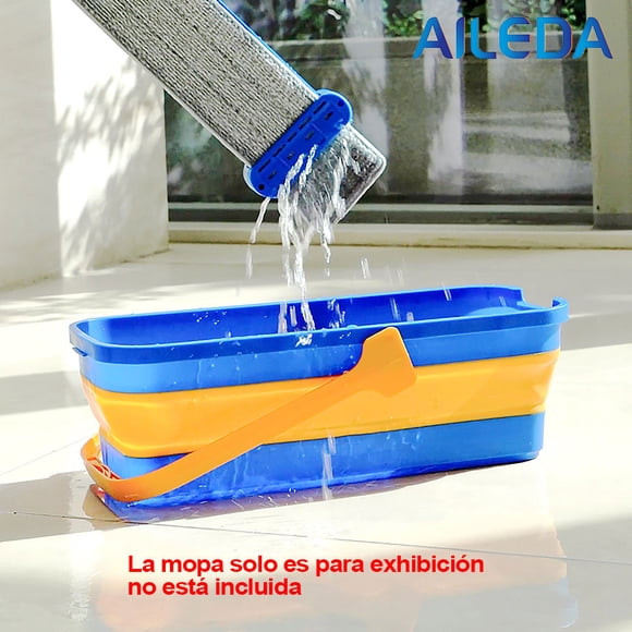 Aileda Balde Plegable Portátil 10L | Azul/Naranja para Limpieza y Lavado en Casa