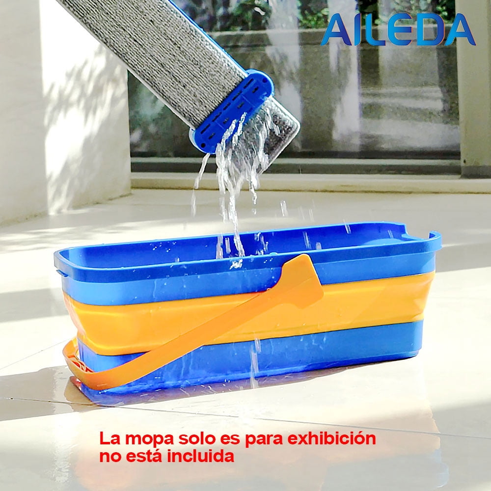Aileda Balde Plegable Portátil 10l | Azul/naranja Para Limpieza Y Lavado En Casa