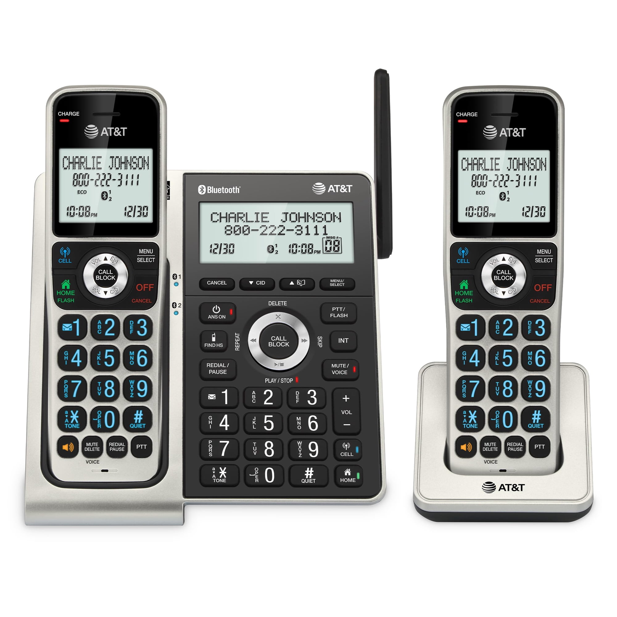 Teléfono Residencial Inalámbrico At&t Bl3107-2 Dect 6.0 Con Bluetooth