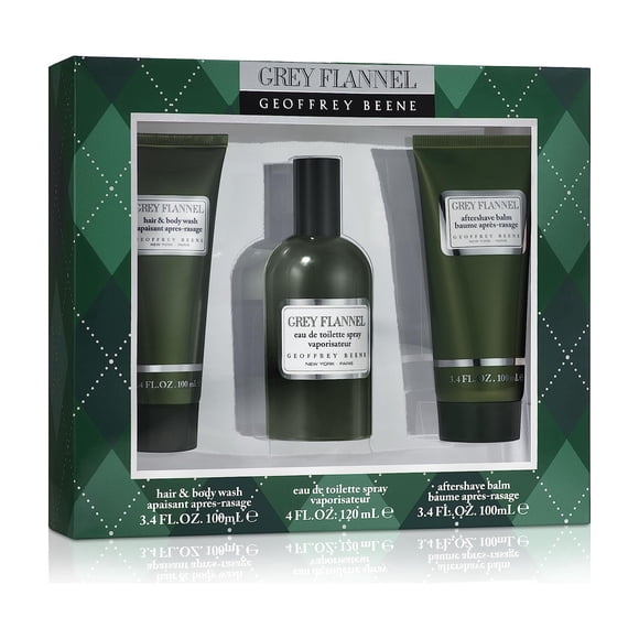 Set de 3 piezas de franela gris Perfume Geoffrey Beene para hombre