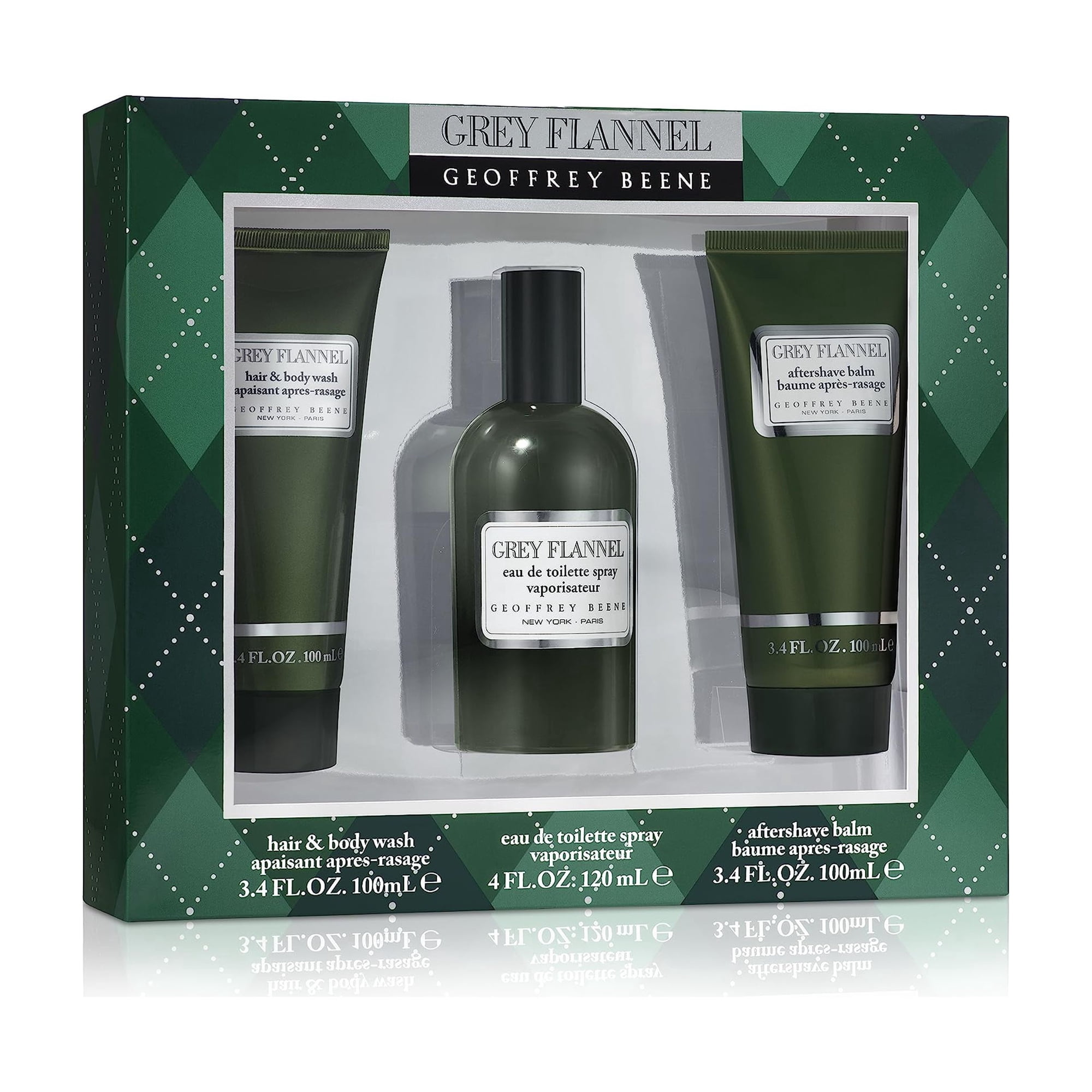 Set De 3 Piezas De Franela Gris Perfume Geoffrey Beene Para Hombre