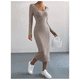 thumbnail image 5 of Vestido Ajustado Largo Tejido Canale Cuello En V, 5 of 6