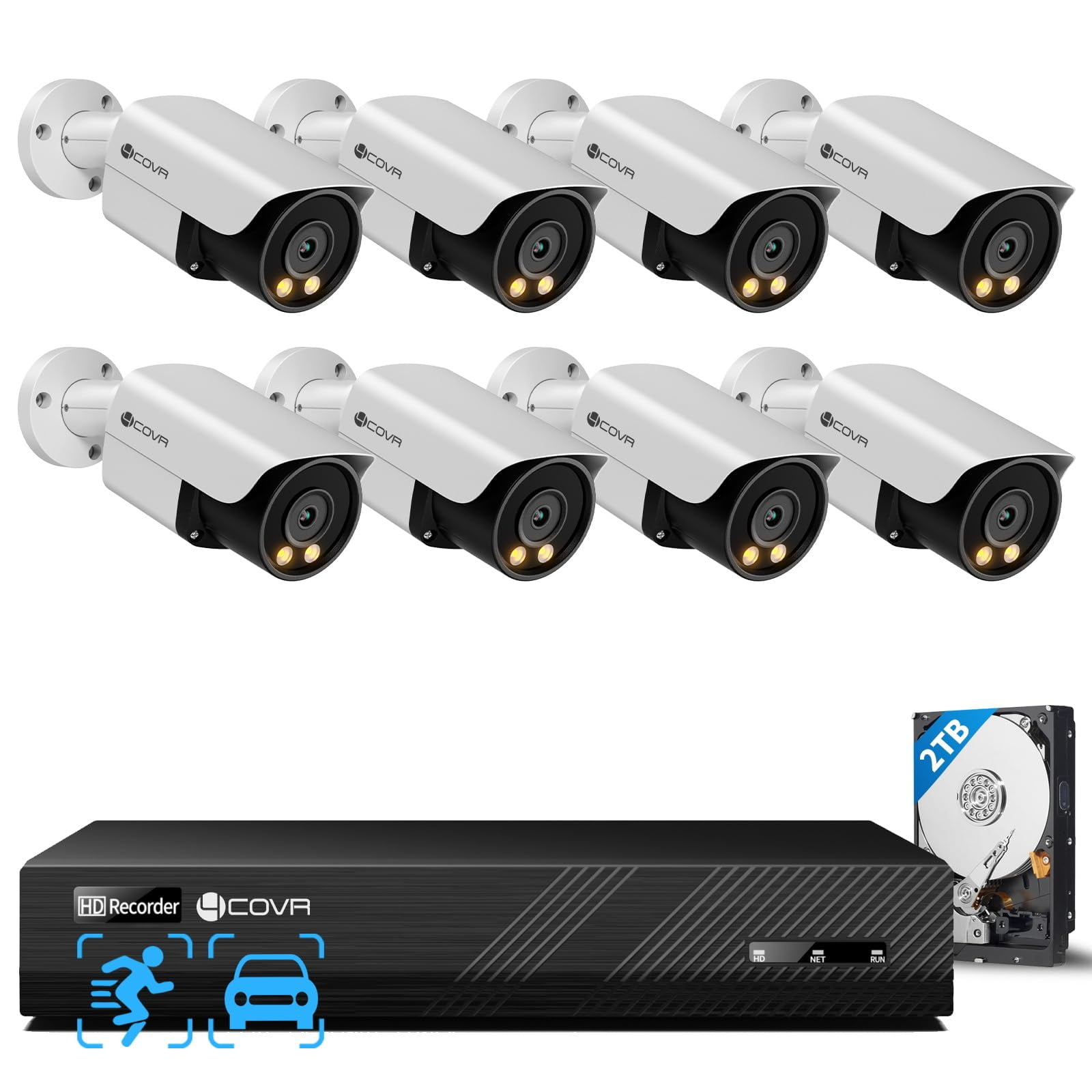 Sistema De Cámaras De Seguridad Forcovr De 8 Canales, 5 Mp, Poe, Disco Duro De 2 Tb