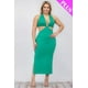 thumbnail image 2 of Vestido Midi Con Escote Halter Corte Entallado Espalda Con Lazo Doble Y Abertura En El Muslo Color Verde Kelly (talla Grande Para Mujer), 2 of 2