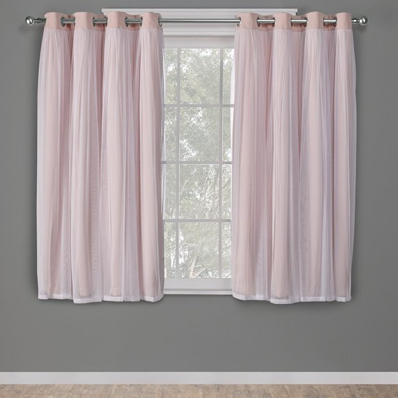 Cortinas TOWN & COUNTRY LUXE Talia de doble capa, 52 x 63 cm, color rosa