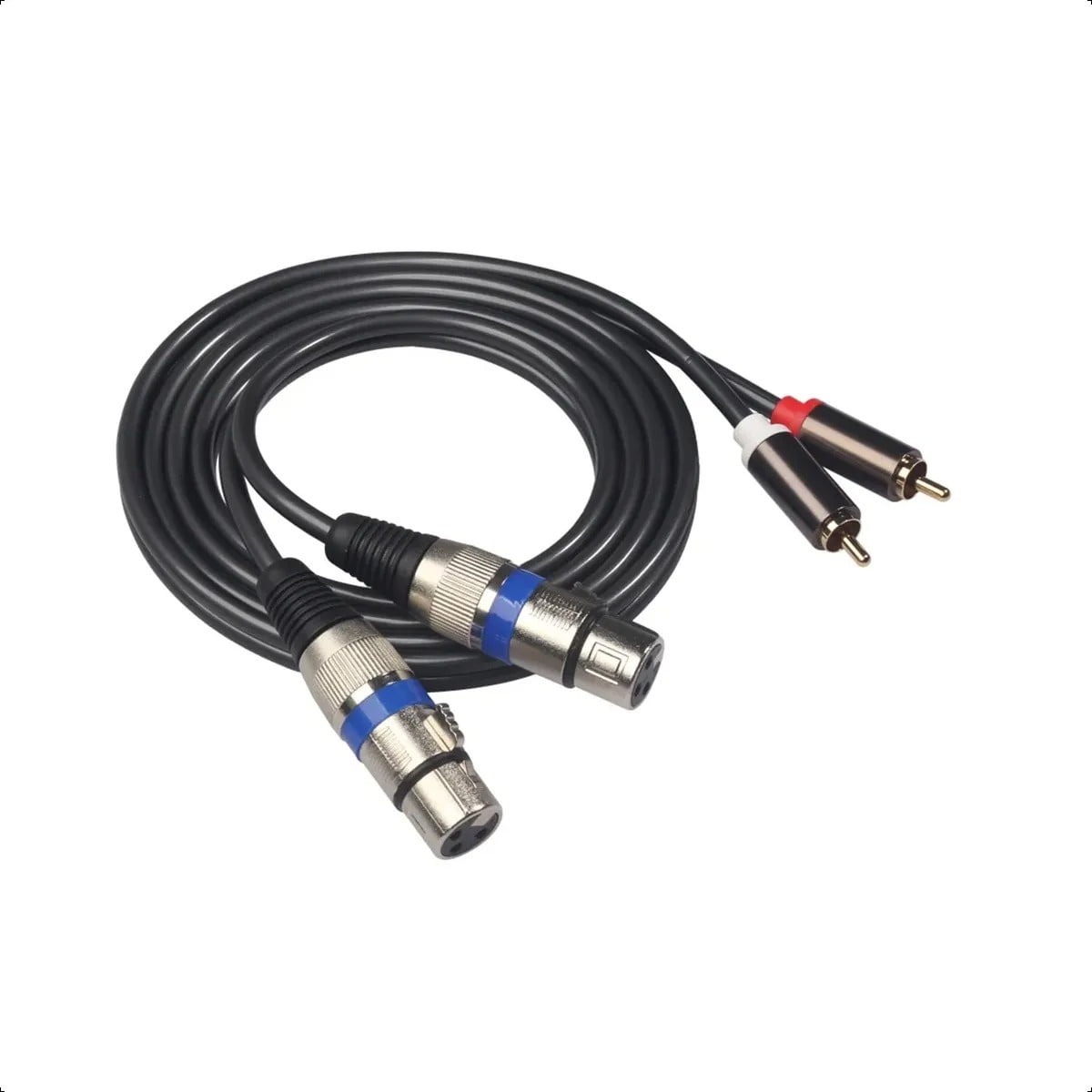Genérica - 1.5m Cable Audio Profesional Djs 2 Xlr Plug A 2 Rca