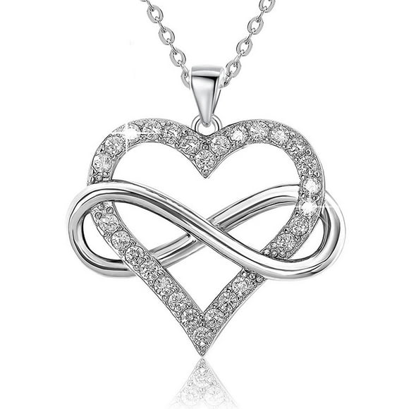 Collar Mujer Cadena Plata 925 Colgante Corazón Amor Infinito Color Plateado plateado Talla única