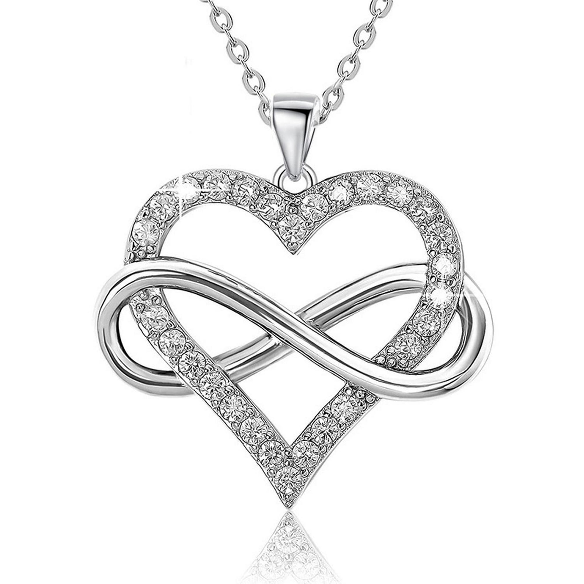 Luminara - Collar Mujer Cadena Plata 925 Colgante Corazón Amor Infinito Color Plateado Plateado Talla Única