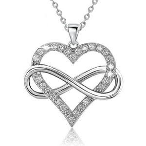 Luminara - Collar Mujer Cadena Plata 925 Colgante Corazón Amor Infinito Color Plateado Plateado Talla Única