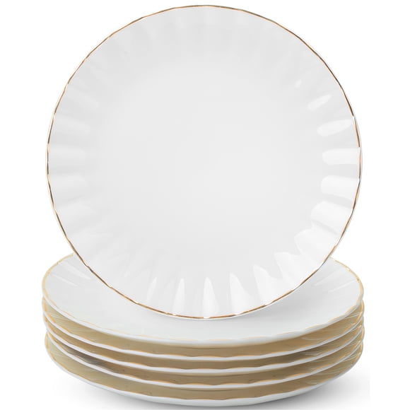 Juego de 6 platos de postre Brew To A Tea de 20 cm con ribete dorado