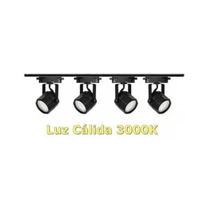 Presente - Lámpara Riel 4 Focos Hexagonal Luz Cálida 1Mt Negro Moderno