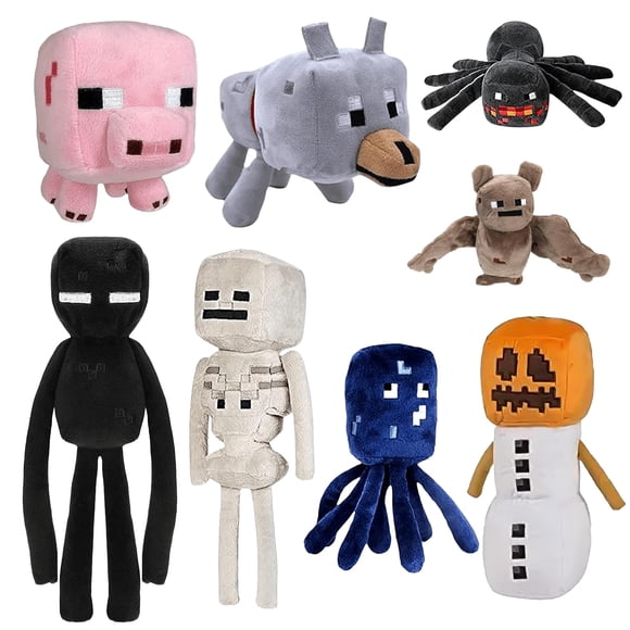 Set de juguetes de peluche XSLWAN, paquete de 8, Creeper Snow Golem Enderman Baby
