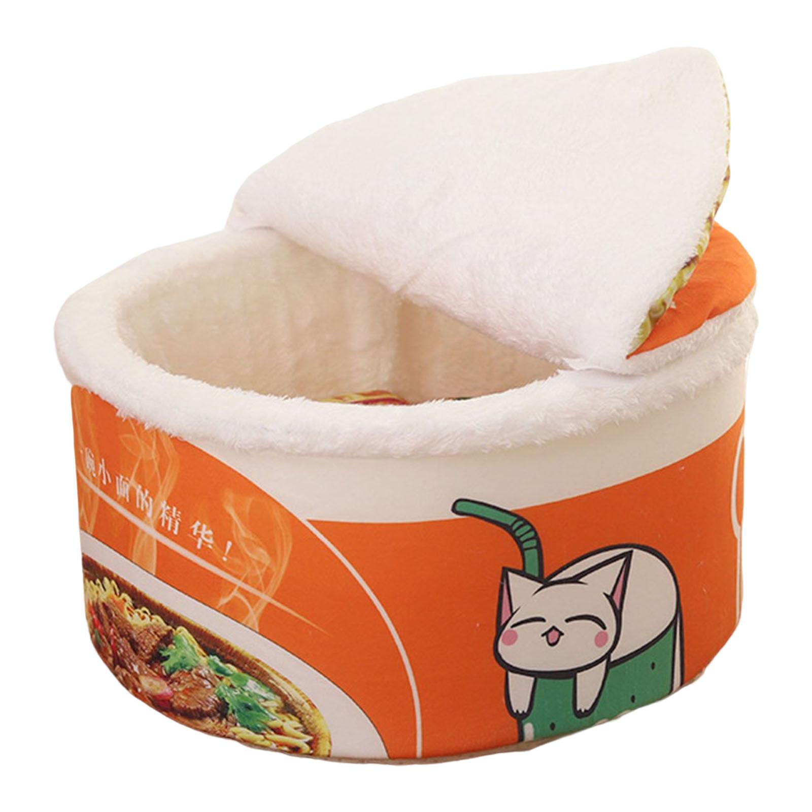 Magideal - Bonita Caricatura Con Almohada Con Cojín Extraíble, Perrera Semicerrada, Nido Cálido, Cama Acogedora Para Perros Pequeños Con Tapa, Cama Para Gatos De , Naranja