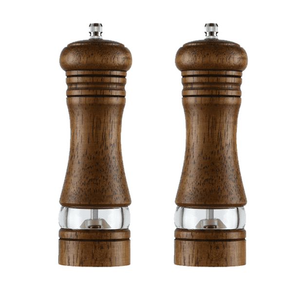 Juegos de molinillos de sal y pimienta de madera, molinillos de sal manuales clásicos, juegos de molinillos de pimienta recargables