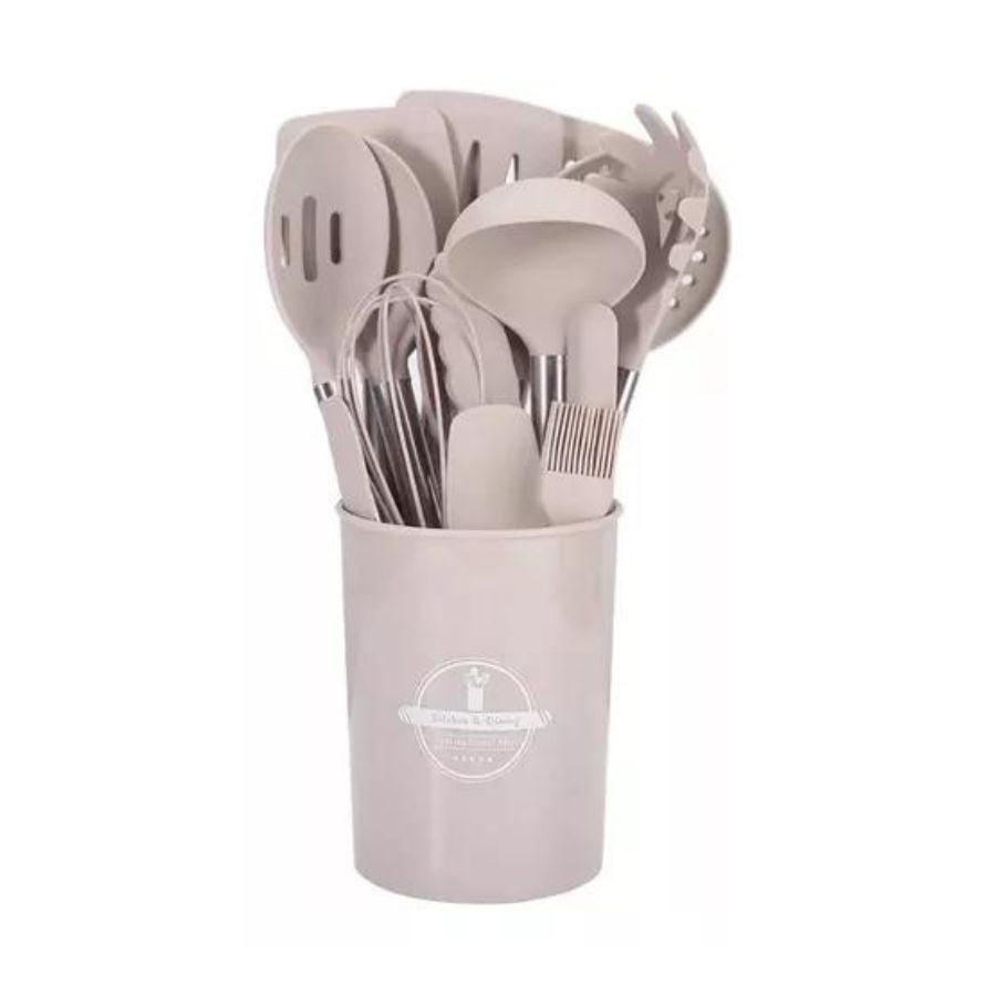 Click Ventas - Set Cocina 12 Pcs Silicona Antiadherentes Gastronomicos Gris