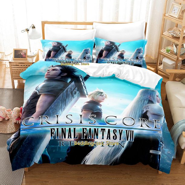 v638 Bed Sheets New Game Crisis Core Final Fantasy VII Bedding Set Cartoon Anime three-piece set Adult Kid Bedroom Duvetcover Sets couette 3-Piece Bedding Set (1 Duvet Cover + 2 Pillow Shams) Bed Shee