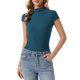 thumbnail image 1 of INSPIRE CHIC Suéter de Manga Corta para Mujer Cuello Simulado Casual Tejido Ajustado Jersey Delgado XL Azul Lago, 1 of 6