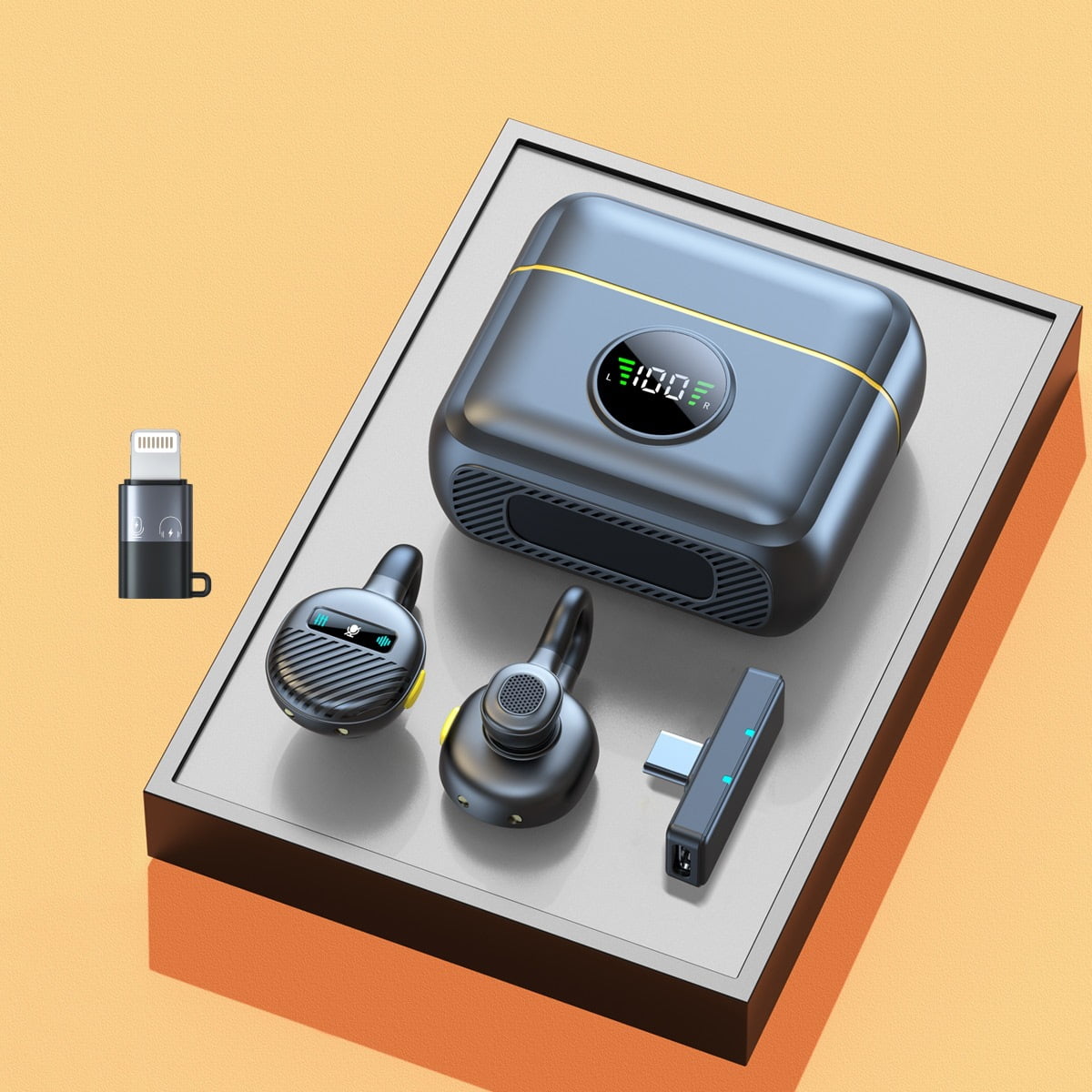 Xusx111 - Micrófono Inalámbrico Lavalier Mini Clip En Micrófono Con Caja De Carga, Batería, Micrófono De Solapa De Cancelación De Ruido Para Grabación De Vídeo Vlogging