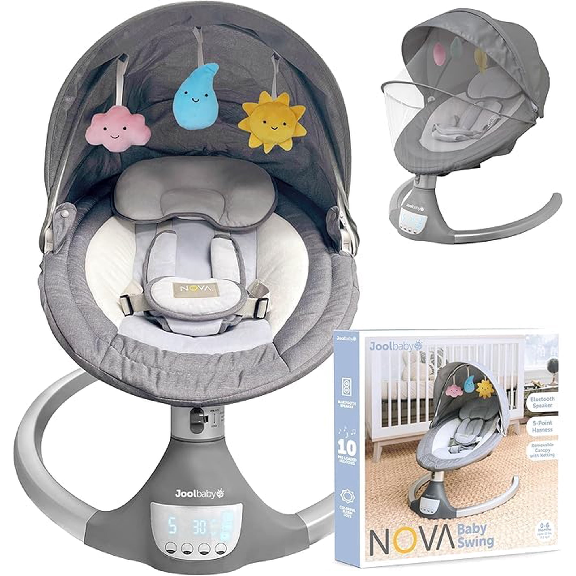 Jool Baby Products - Swing Infantil Jool Baby Nova Electric Con Bluetooth Music Grey