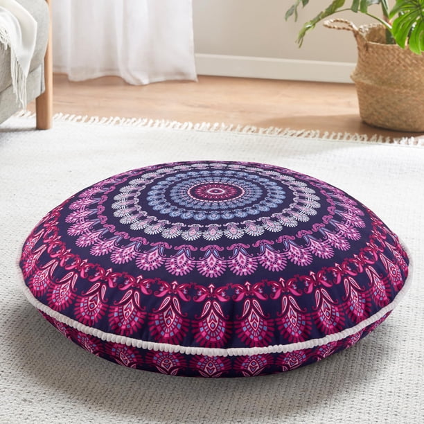 Almohada de suelo redonda Codi de espuma viscoelástica de 32 cm con forma de orquídea morada