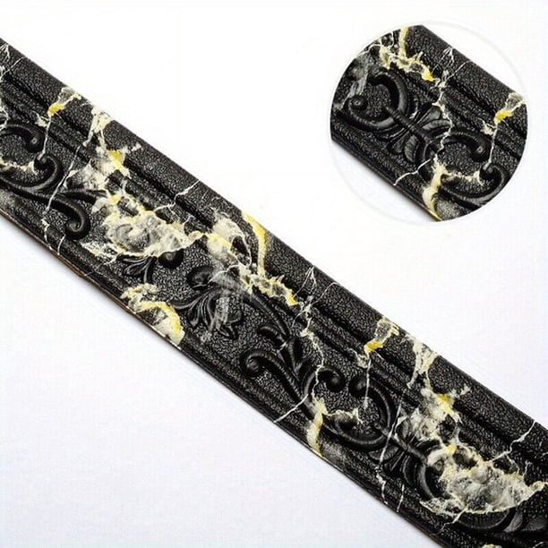 1pc Self-Adhesive Flexible Foam Molding Trim, 90"x 3" 3D Sticky Decorative Wall Trim Lines Skirting Baseboard Border, Waterproof Wallpaper For Living Room And Home Decorations