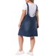 thumbnail image 3 of Agnes Orinda Vestido de Mezclilla para Mujer Talla Grande Escuela Colegio Escote en V Sin Mangas Casual con Bolsillos 2X Negro Azul, 3 of 6
