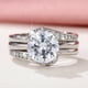 thumbnail image 1 of 2pc 925 Silver Plated Zircon Crystal Ring Set - Perfect Anniversary, Bridal, Engagement, and Wedding Jewelry, 1 of 4