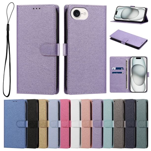 Cartera Protectora para iPhone 16e/iPhone 17e con Soporte, Lila