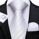 thumbnail image 2 of Corbata blanca rayas hombre seda paño y colleras Blanco striped, 2 of 7