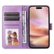 thumbnail image 4 of Funda tipo cartera FOXDOCK para iPhone 16 Plus , diseño girasol en relieve, cuero PU, cierre magnético, soporte y tarjetero, 4 of 5