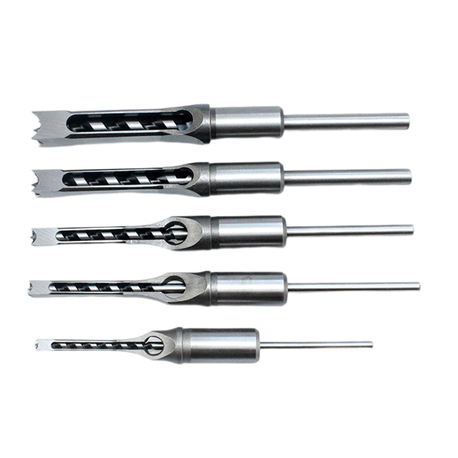 Magideal - Broca De Agujero Cuadrado De Madera Duradera, Brocas De Barrena Giratoria De Cincel De Mortaja Para Carpintería, Brocas De Taladro De Agujero Cuadrado 5 Piezas