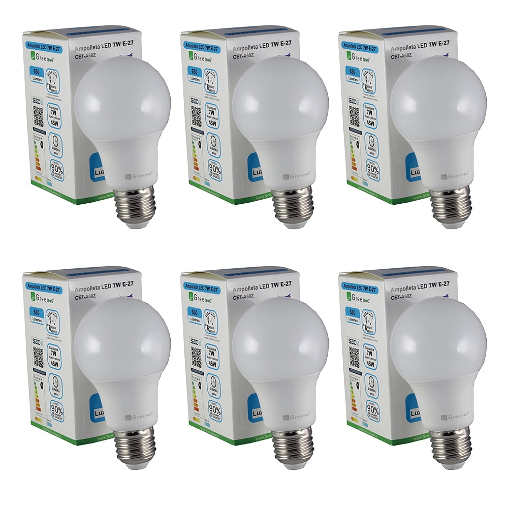 Green E - Ampolleta Led 7w / E27 Luz Fría / X6 Unidades