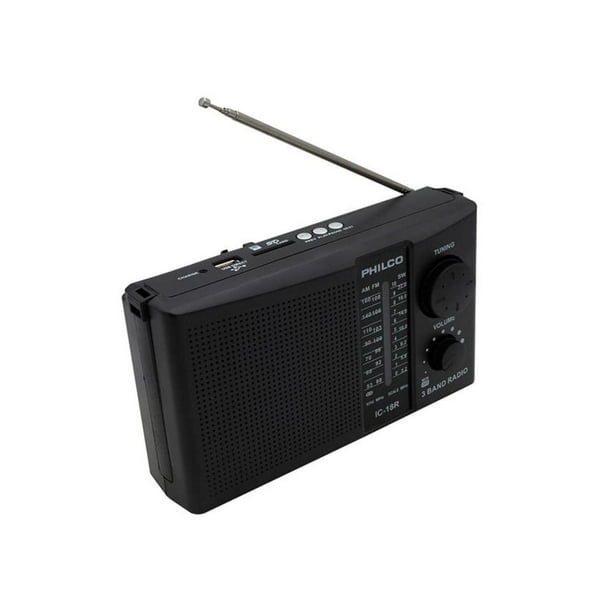Radio 3 Bandas Usb Aux Recargable Negro Ic-18r