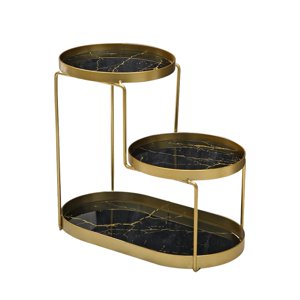 Magideal - Estante Organizador De Perfume De Maquillaje De 3 Niveles, Lápiz Labial, Atención De , Bandeja De Tocador, Organizador De Tocador, Bandeja De , Marmoleado Negro