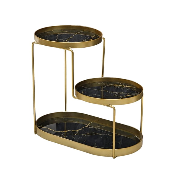 Bandeja Cosmética Decorativa Organizador De Tocador Ordenado Para Encimera Baño Negro Marmoleado