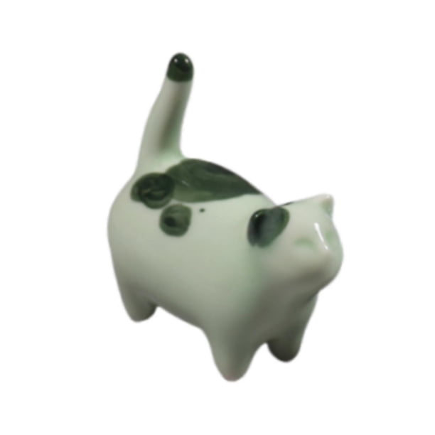 Figura De Gato En Miniatura Para Decoración De Té, Ideal Para El Escritorio Del Salón De Té Y El Hogar, Color Verde