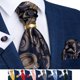 thumbnail image 1 of Corbata Gruesa Ascot, Anillo Dorado, Paño Y Colleras Hombres azul Talla Única, 1 of 7