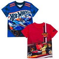 Camiseta Hot Wheels Para Niños Pequeños, Paquete De 2 Unidades, Rojo/Azul 4T