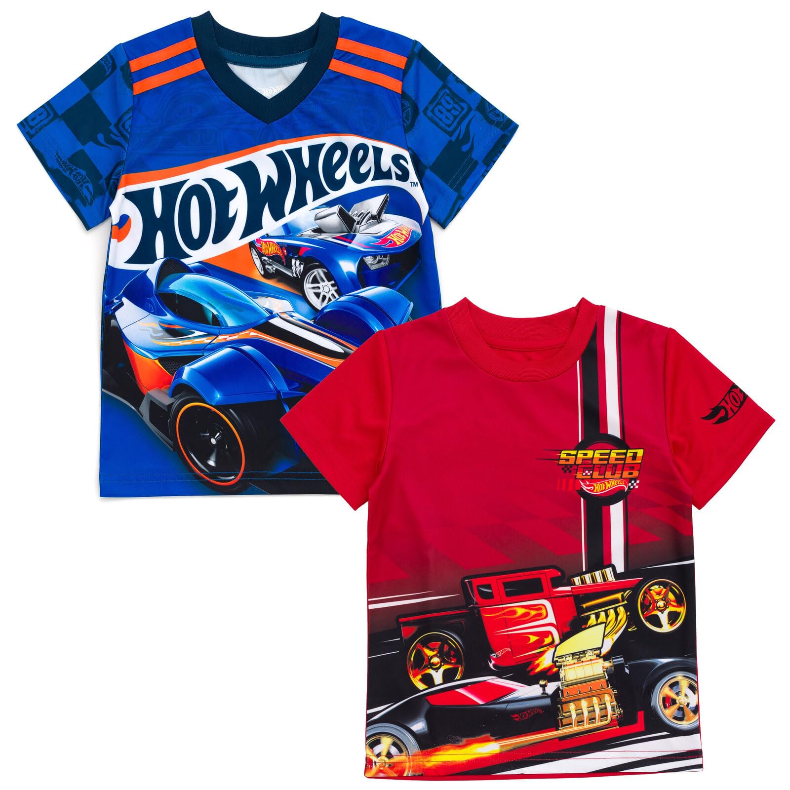 Camiseta Hot Wheels Para Niños Pequeños, Paquete De 2 Unidades, Rojo/azul 5t