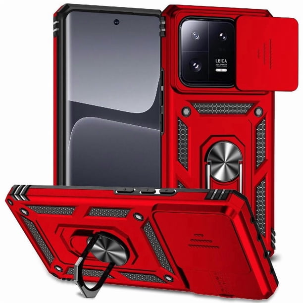 Funda Resistente Anillo Soporte Xiaomi 13 Pro Privacidad Cámara Montaje Magnético Rojo