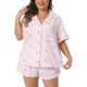 thumbnail image 1 of Agnes Orinda Conjunto de Pijamas para Mujer Talla Grande, Camisa de Botones de Manga Corta y Pantalones Cortos con Lazo, Patrones de Cuadros, Ropa de Dormir Cómoda con Bolsillo 3X Rosa, 1 of 6