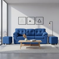 Deco Outlet Gm - Living Polonia 3C+2 Pouf Tela Azul