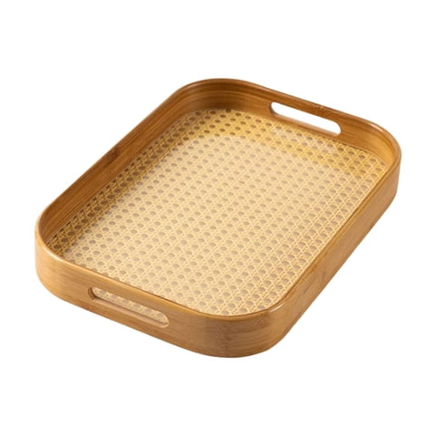 Bothyi - Bandeja De Bambú Para Servir Con Asas, Bandeja De Cena Para Fiestas, Encimera, Baño L