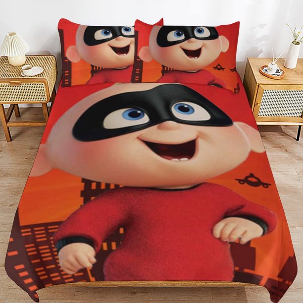 The Incredibles Cartoon Bedding Sets Ultra Soft Skin-Friendly Duvet Cover 3 Piece, Cute Comforter Cover Bed Set for Boys Girls Kids