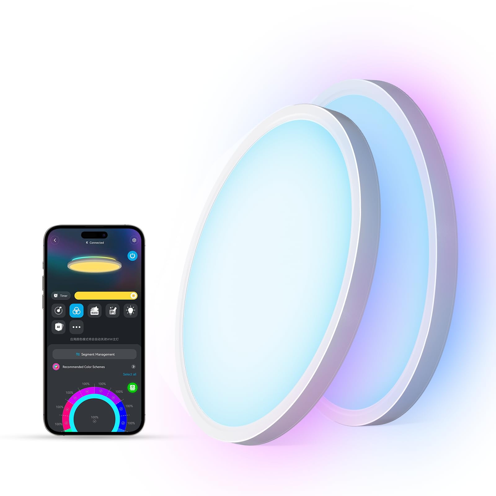Lámpara De Techo Govee Smart Rgbic Led 2400 Lm, 12 Pulgadas, Paquete De 2