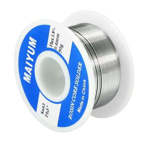 Alambre de soldadura MAIYUM 0,6 mm 50 g con núcleo de resina (estaño‑plomo)