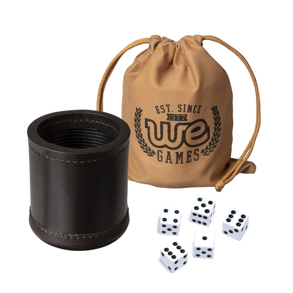 Set de tazas para dados WE Games Professional, hechas a mano, de piel, color marrón