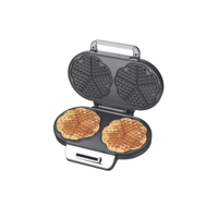 Genérico - Wafflera Doble Eléctrica R-557 1200W, Máquina De Waffles, Color Plateado