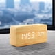 thumbnail image 2 of Reloj de alarma led multifunción con fuente de alimentación USB, control de voz, temporizador, termómetro - (caracteres blancos de bambú y madera), 2 of 3