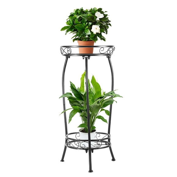 Soporte para plantas LOYAL TIGER de 2 niveles, 69 cm, metal resistente al óxido